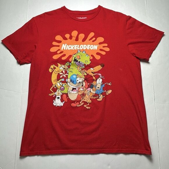 Nickelodeon Classic 90s Characters Adult Size Large Red Graphic T-Shirt - Picture 1 of 6